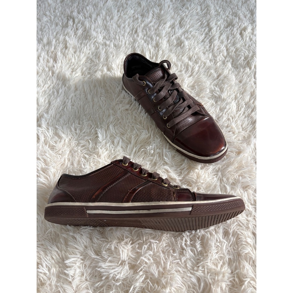 Kenneth Cole Men's‎ Brown Leather Lace Up Sneakers Casual Comfort Driving Shoes